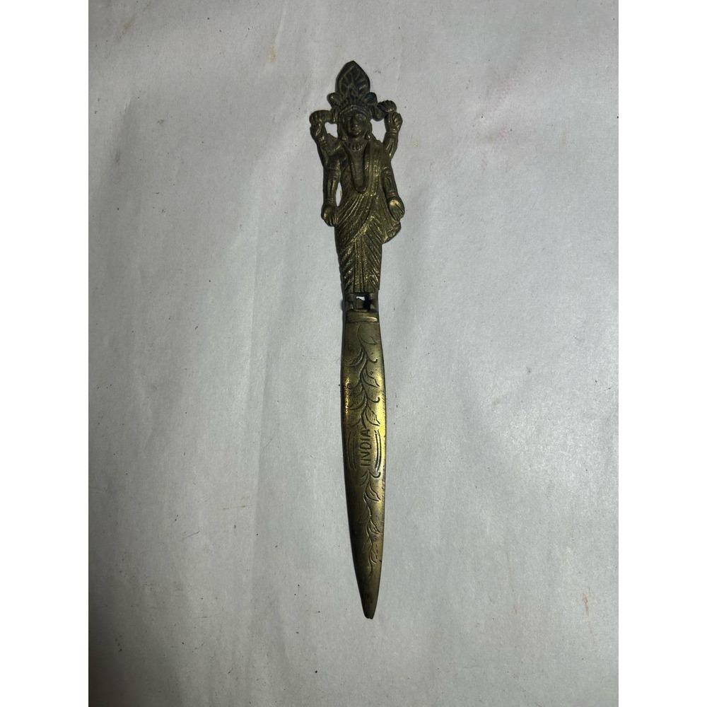 Vintage Figural India Brass Letter Opener Gift Collectible Display Office